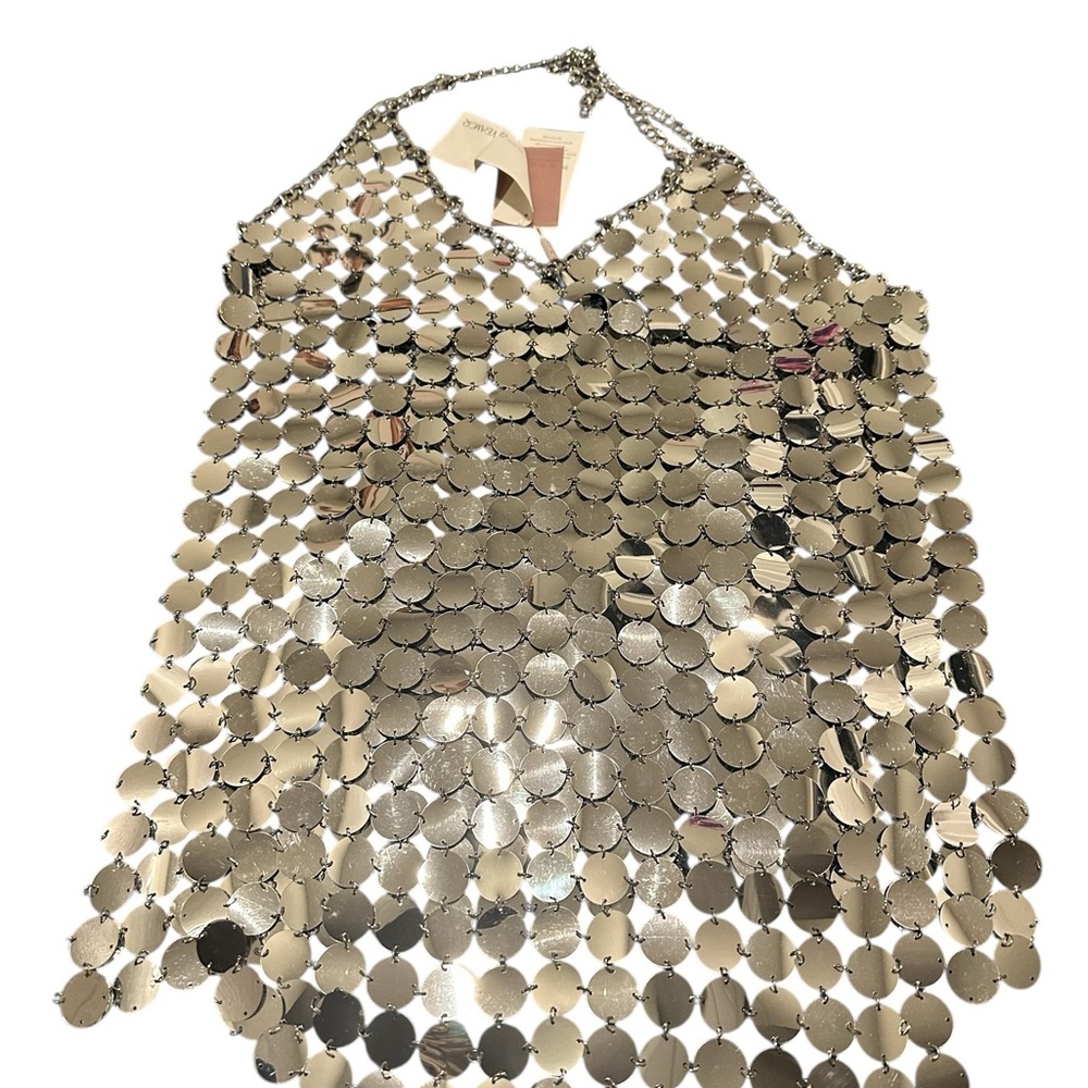 DA VEAMOR Silver Sequin Dress, NWT, size SMALL - Picture 7 of 13